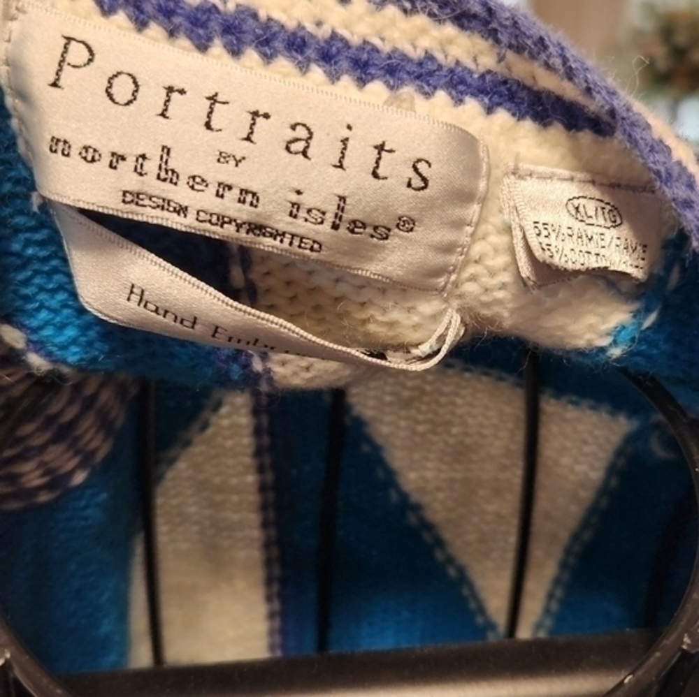 Portraits XL Hand Embroidered VTG Sweater SS Coastal Grandma Beach - Picture 5 of 8